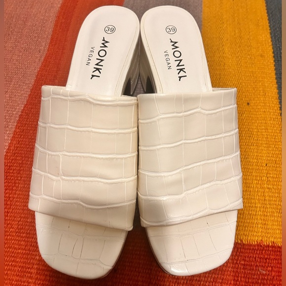 White Faux Croc Mule Heels - Picture 2 of 5